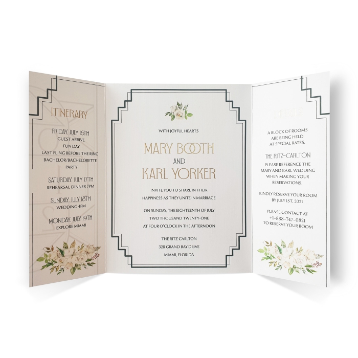 WHITE MATTE FLORAL THEMED - SCREEN PRINTED WEDDING INVITATION : CLUSTROUS-NIGHT - IndianWeddingCards