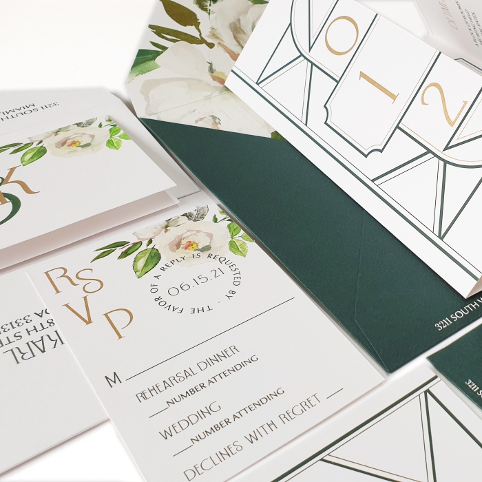 WHITE MATTE FLORAL THEMED - SCREEN PRINTED WEDDING INVITATION : CLUSTROUS-NIGHT - IndianWeddingCards