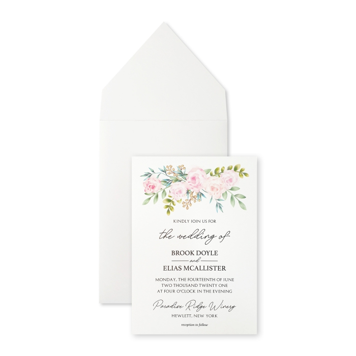 WHITE MATTE FLORAL THEMED - SCREEN PRINTED WEDDING INVITATION : CPEONY-FALL - IndianWeddingCards