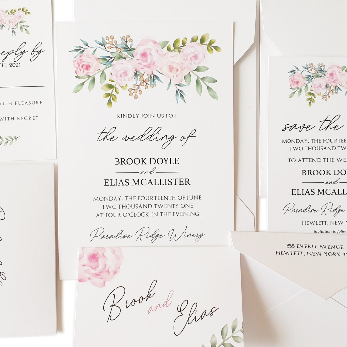 WHITE MATTE FLORAL THEMED - SCREEN PRINTED WEDDING INVITATION : CPEONY-FALL - IndianWeddingCards