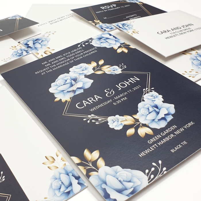 WHITE MATTE FLORAL THEMED WEDDING INVITATION : CNIGHT-FLOWER - IndianWeddingCards