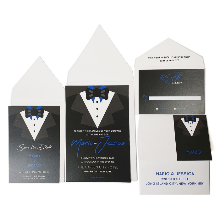 WHITE MATTE SCREEN PRINTED WEDDING INVITATION : JOIN-US-GROOM - IndianWeddingCards