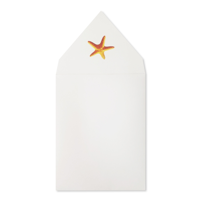 WHITE MATTE SCREEN PRINTED WEDDING INVITATION : CNAUTICAL-STARFISH - IndianWeddingCards