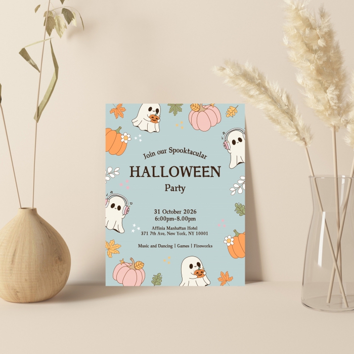 WHITE MATTE WEDDING INVITATION : LITTLE-GHOSTS - IndianWeddingCards