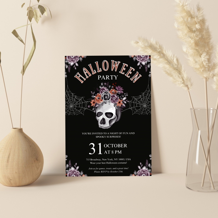 WHITE MATTE WEDDING INVITATION : SPOOKY-SOIREE - IndianWeddingCards