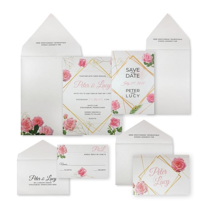 WHITE SHIMMERY FLORAL THEMED WEDDING INVITATION : CHERRY-PARFAIT - IndianWeddingCards
