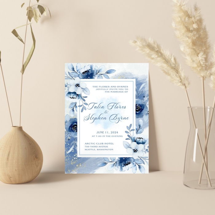 WHITE SHIMMERY FLORAL THEMED WEDDING INVITATION : MOONLIT-MEMORIES - IndianWeddingCards