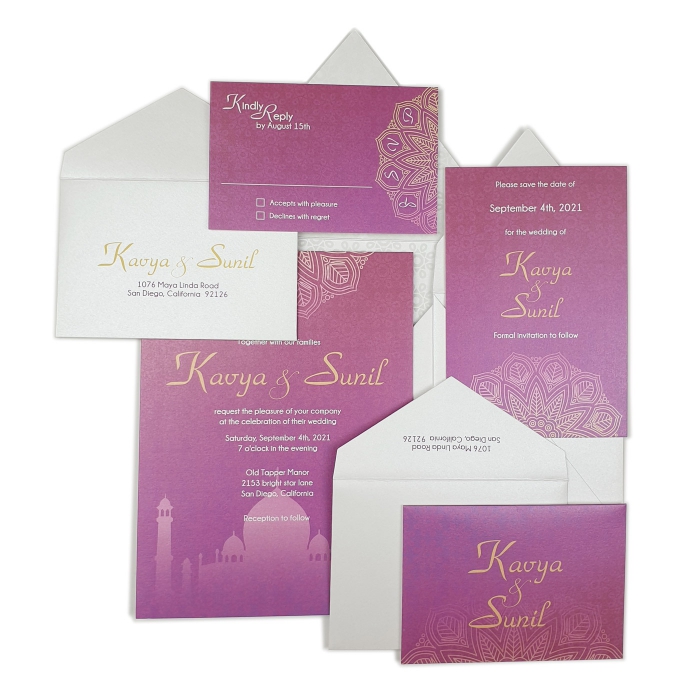 WHITE SHIMMERY WEDDING INVITATION : MODERN-MARBLE - IndianWeddingCards