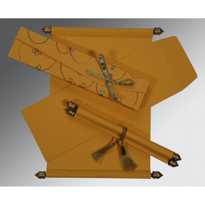 COPPER HANDMADE SILK WEDDING CARD : SC-5002I - IndianWeddingCards