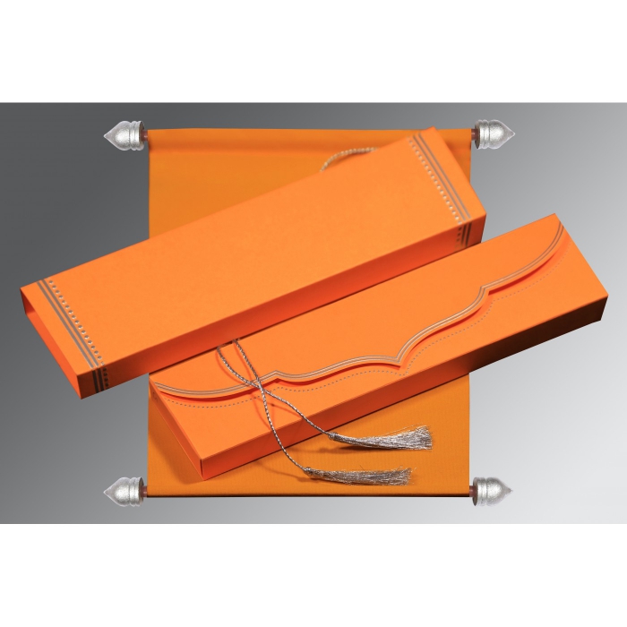 LIGHT ORANGE VELVET WEDDING INVITATION : SC-5011G - IndianWeddingCards