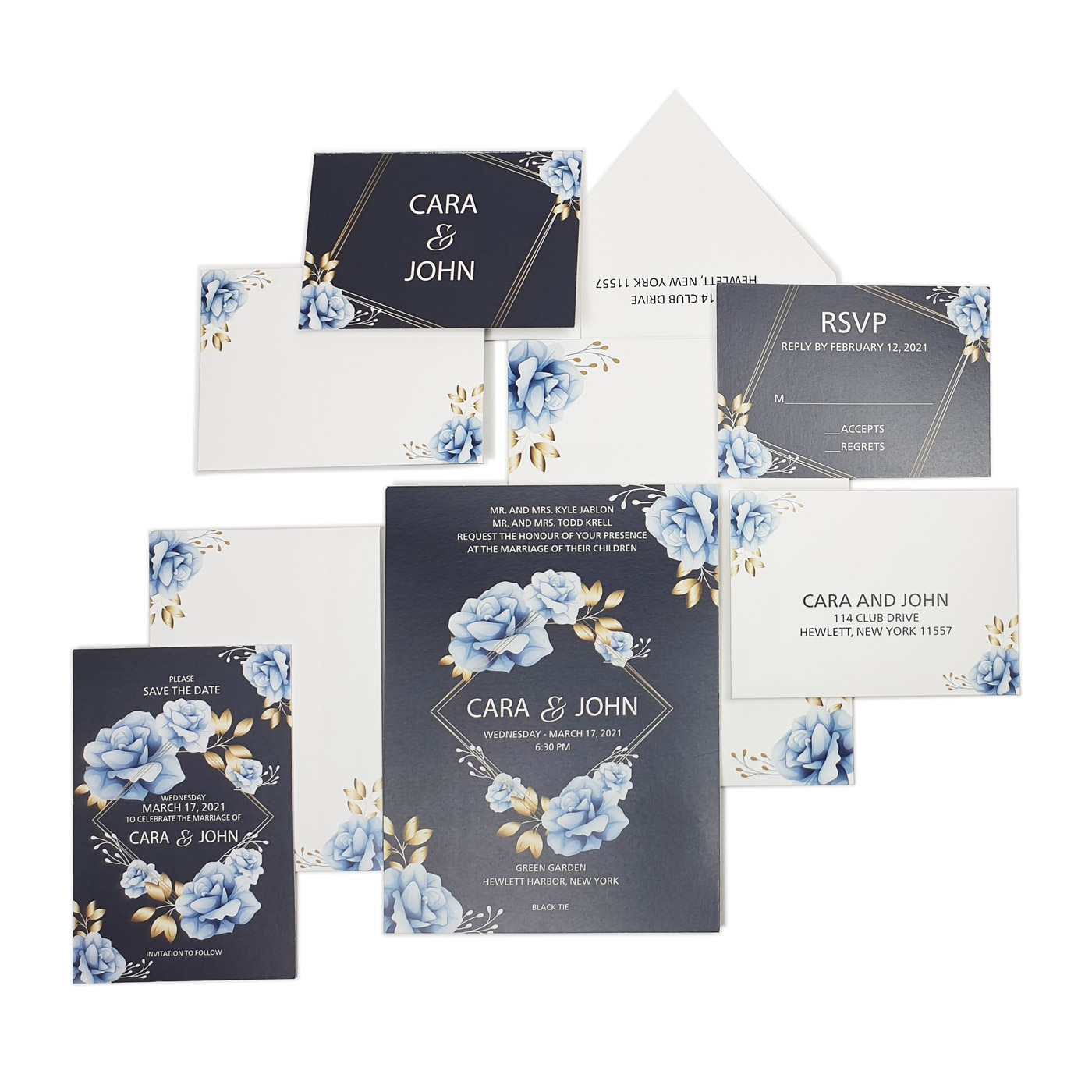 WHITE MATTE FLORAL THEMED WEDDING INVITATION : CNIGHT-FLOWER - IndianWeddingCards