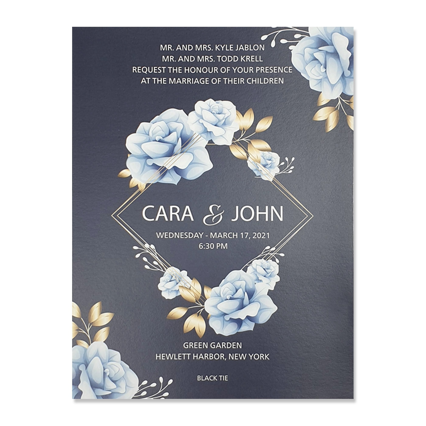 WHITE MATTE FLORAL THEMED WEDDING INVITATION : CNIGHT-FLOWER - IndianWeddingCards