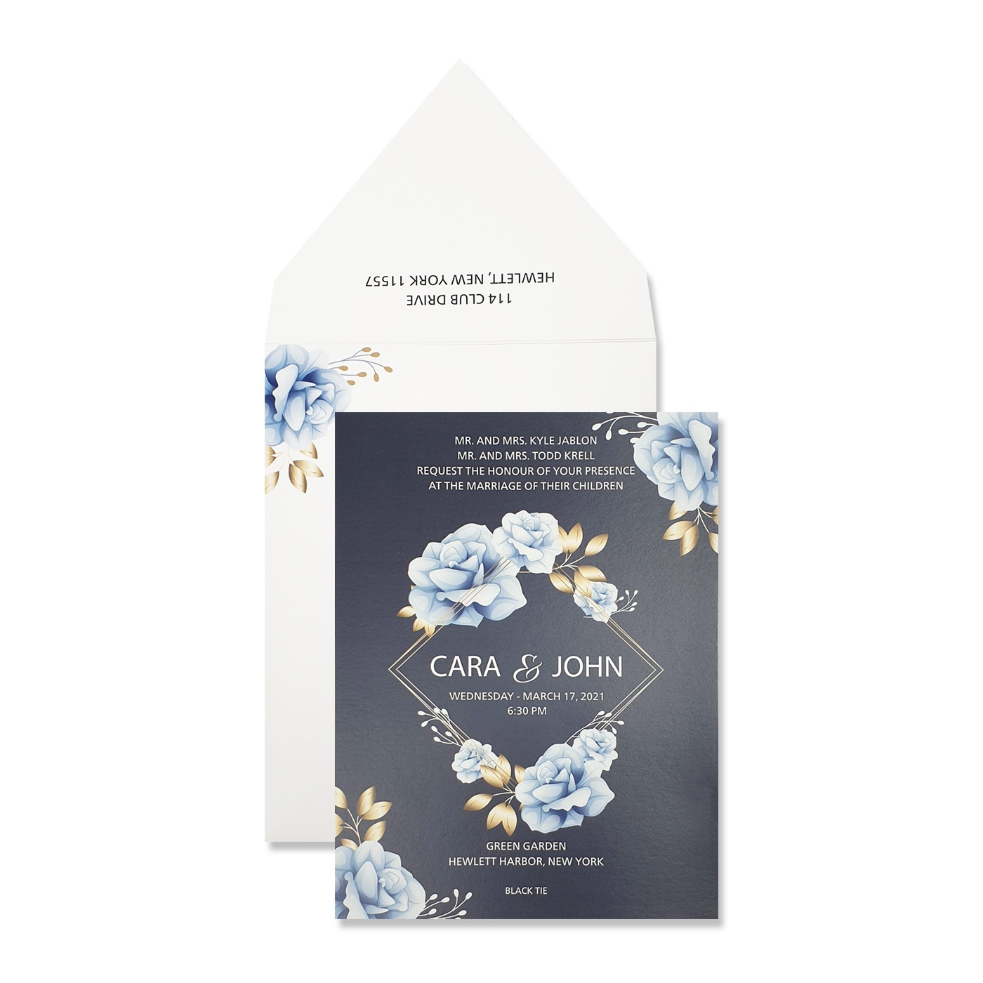 WHITE MATTE FLORAL THEMED WEDDING INVITATION : CNIGHT-FLOWER - IndianWeddingCards